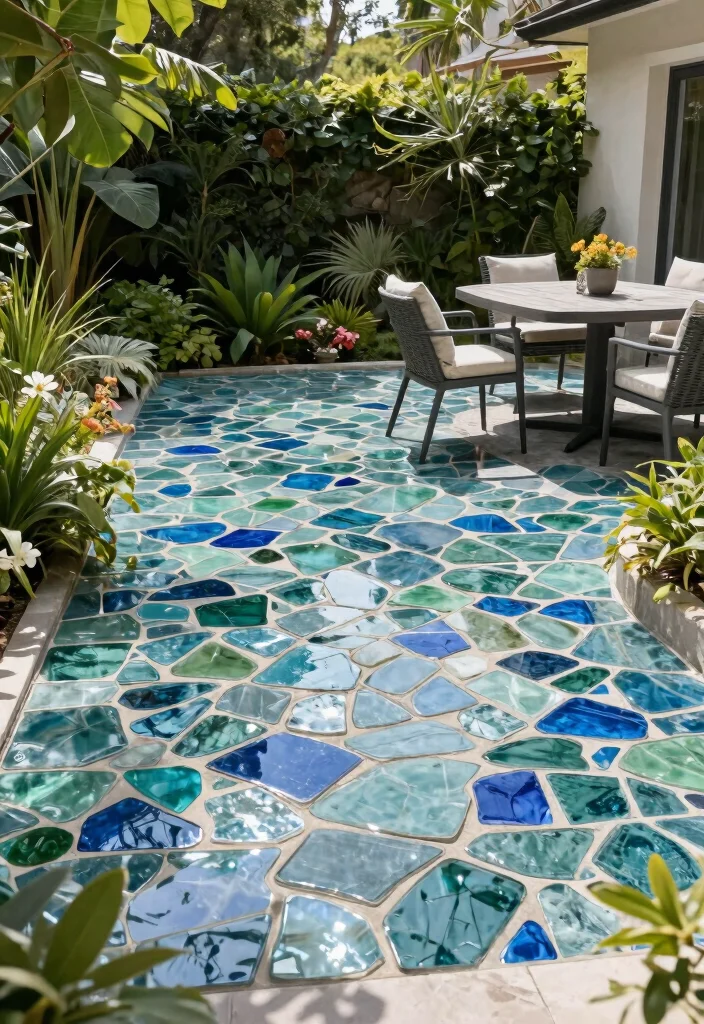 14 Outdoor Patio Tile Ideas That Drain Fast and Don't Crack in Freeze-Thaw - 1. Recycled Glass Tiles for a Modern Touch 1