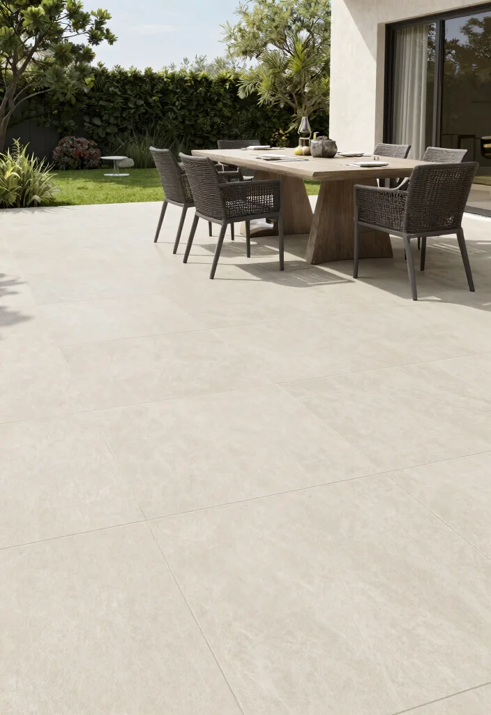 14 Outdoor Patio Tile Ideas That Drain Fast and Don't Crack in Freeze-Thaw - 9. Large-format Tiles for a Seamless Look 1