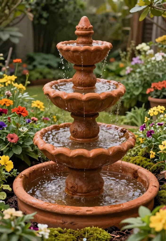 14 Outdoor Wall Fountain Ideas That Run Without a Buried Water Line - 11. Terracotta Fountain 1