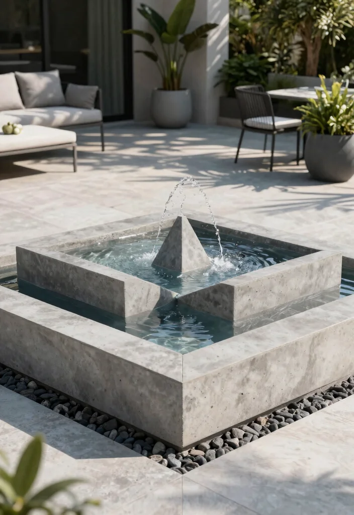 14 Outdoor Wall Fountain Ideas That Run Without a Buried Water Line - 2. Modern Geometric Fountain 1