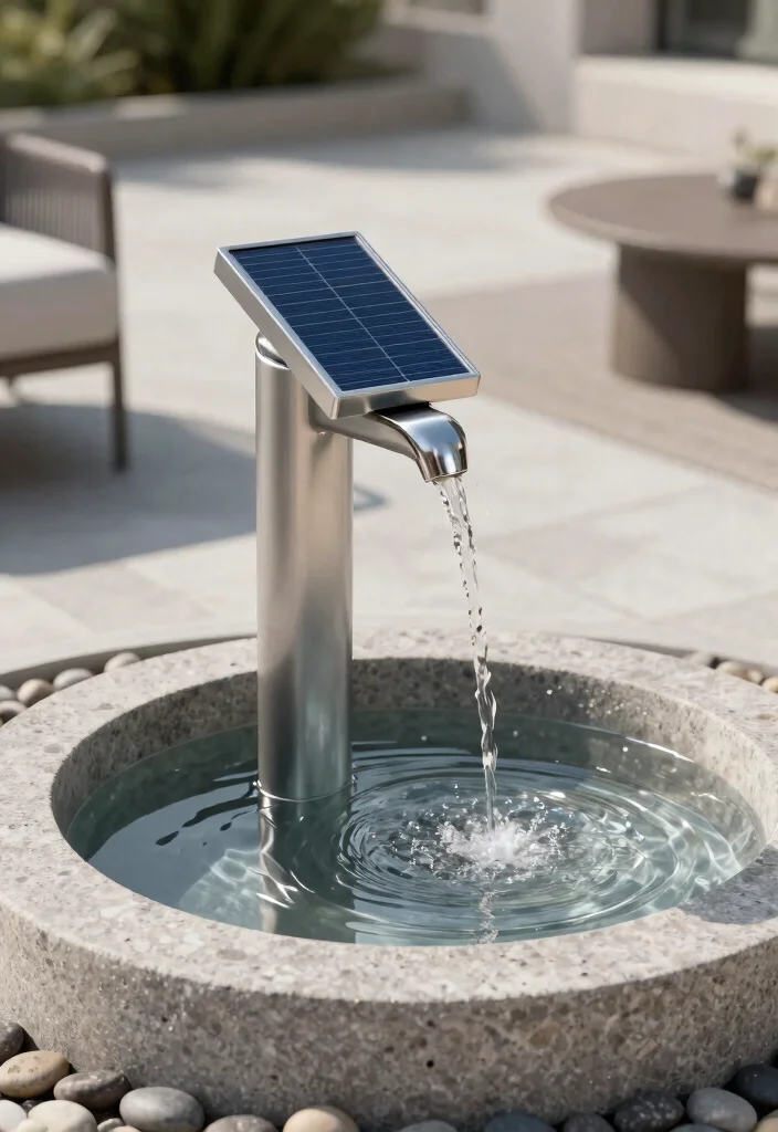 14 Outdoor Wall Fountain Ideas That Run Without a Buried Water Line - 8. Solar-Powered Spout Fountain 1