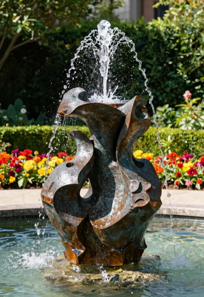 14 Outdoor Wall Fountain Ideas That Run Without a Buried Water Line - 9. Artistic Sculptural Fountain 1