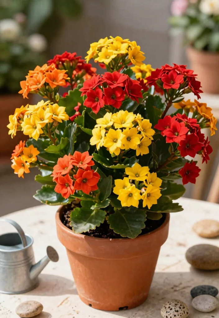 14 Potted Plants Patio Ideas That Thrive in Full Sun - 13. Eye-Catching Kalanchoe 1