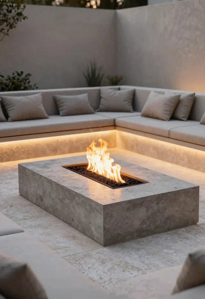 14 Sunken Fire Pit with Seating Ideas That Drain Water Fast - 1. Modern Minimalist Sunken Fire Pit 1