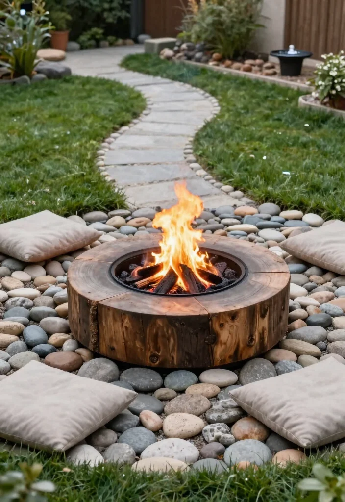 14 Sunken Fire Pit with Seating Ideas That Drain Water Fast - 14. Zen-Inspired Fire Pit Area 1