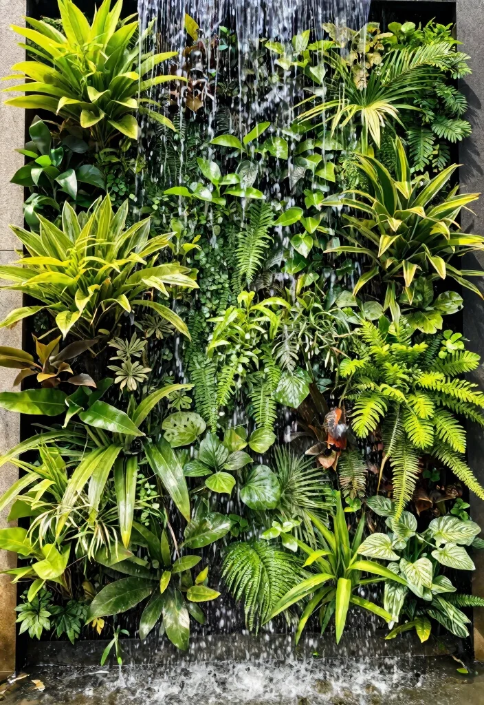 14 Wall Waterfall Outdoor Ideas That Run Without a Pond or Pool - 11. Green Wall Waterfall 1