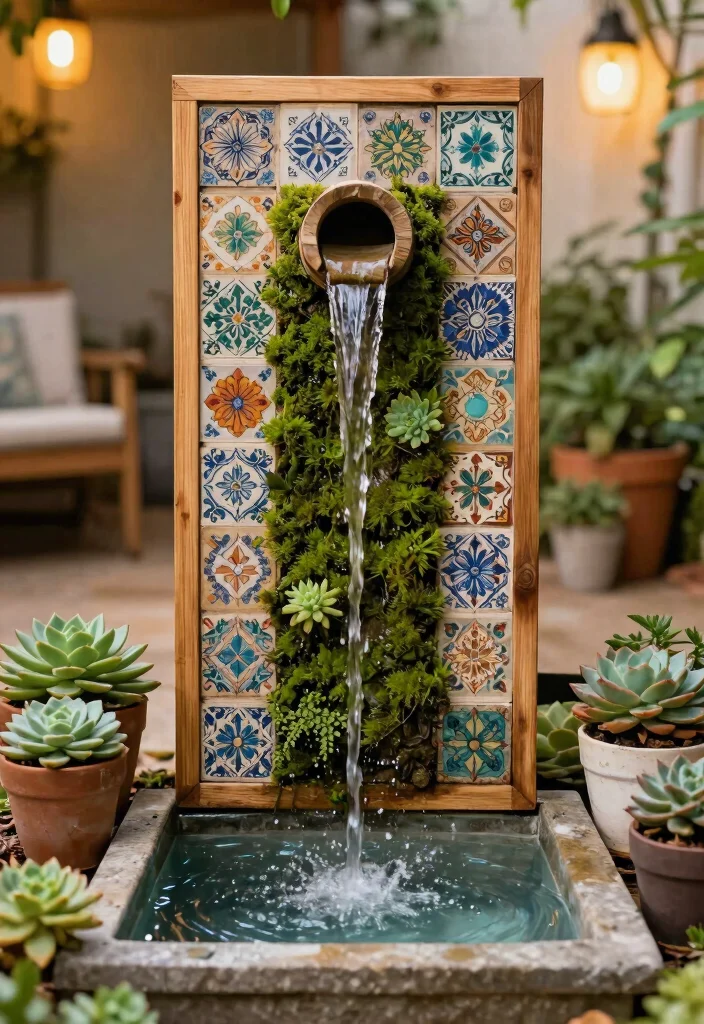 14 Wall Waterfall Outdoor Ideas That Run Without a Pond or Pool - 3. DIY Vertical Wall Fountain 1