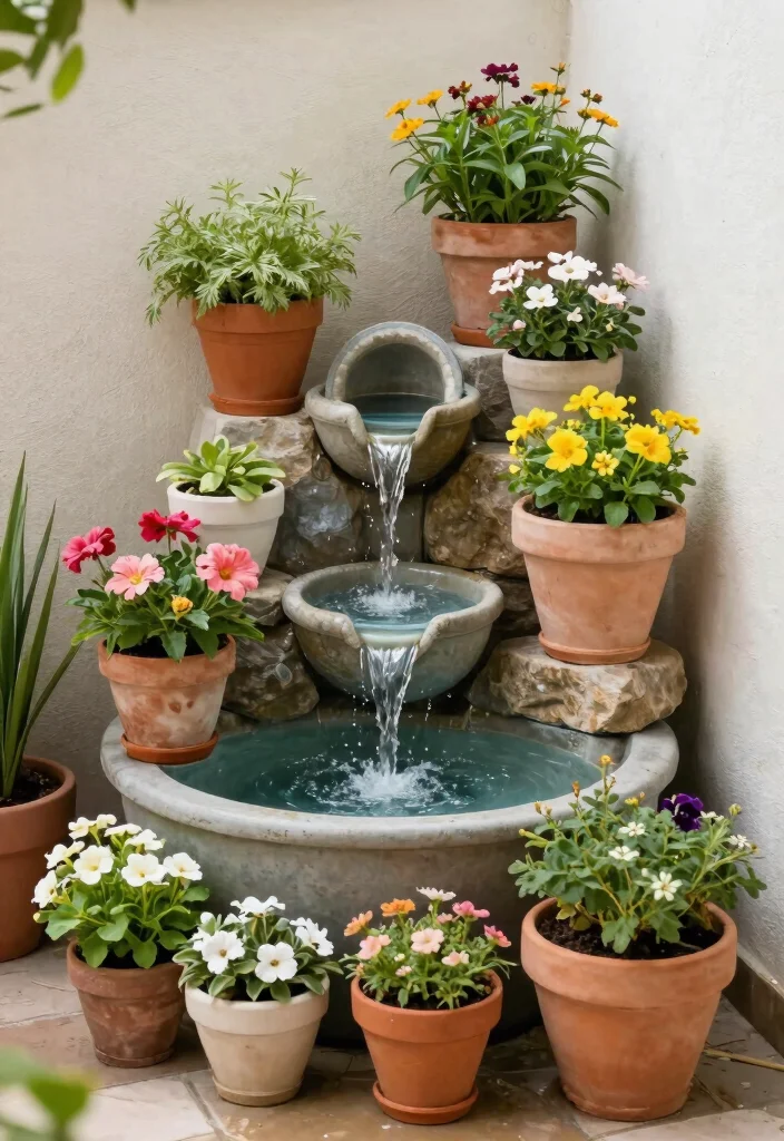 14 Wall Waterfall Outdoor Ideas That Run Without a Pond or Pool - 5. Container Waterfall Feature 1