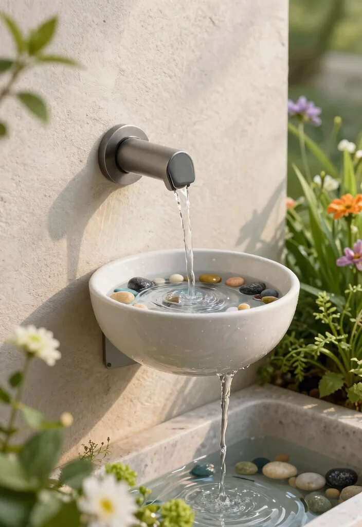 14 Wall Waterfall Outdoor Ideas That Run Without a Pond or Pool - 8. Wall-mounted Water Bowls 1