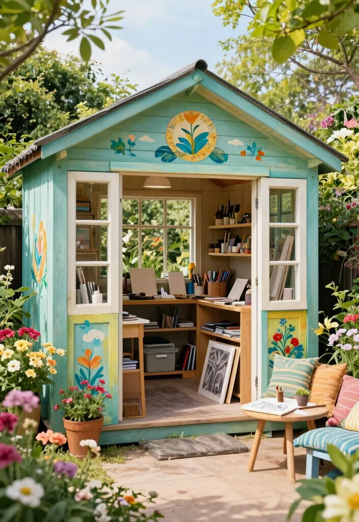 15 Backyard Shed Ideas That Hide Clutter and Actually Look Good - 11. Artist's Garden Shed 1