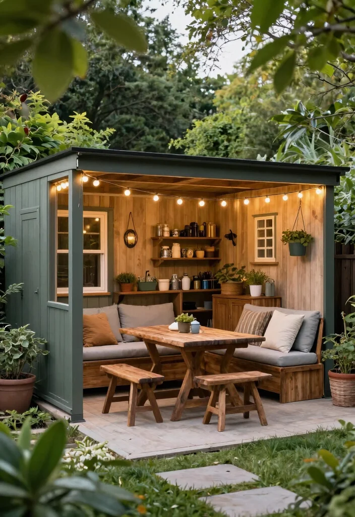 15 Backyard Shed Ideas That Hide Clutter and Actually Look Good - 14. Shed with Outdoor Living Space 1