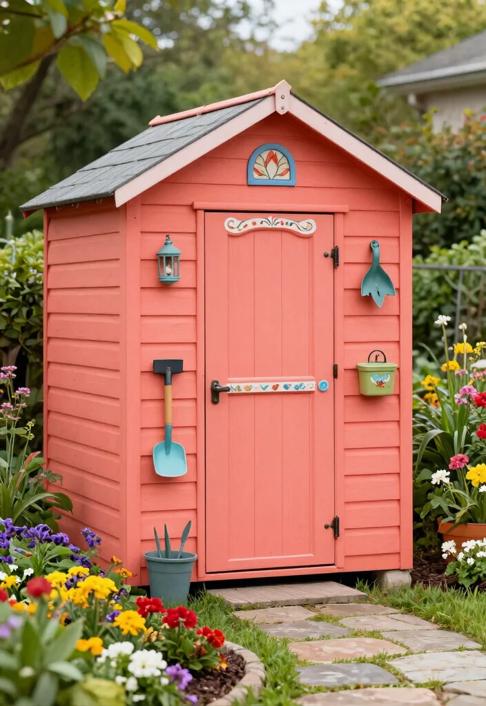 15 Backyard Shed Ideas That Hide Clutter and Actually Look Good - 5. Painted Vintage Shed 1