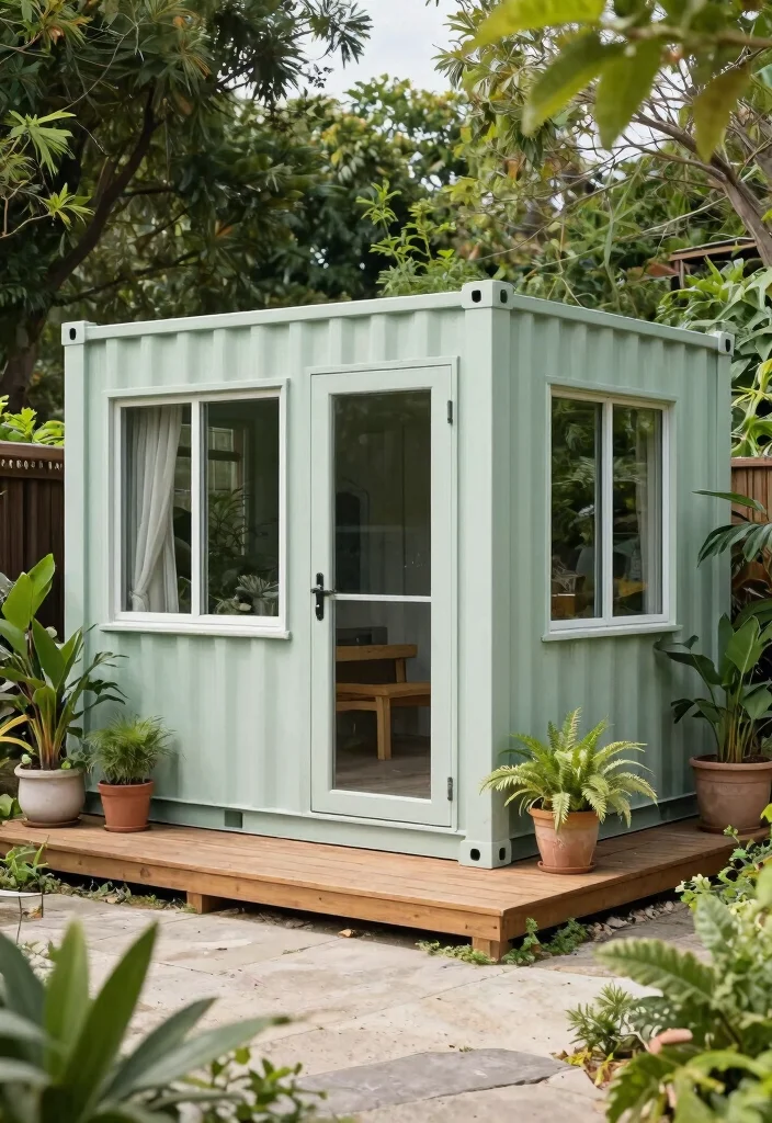15 Backyard Shed Ideas That Hide Clutter and Actually Look Good - 6. Sustainable Shipping Container Shed 1