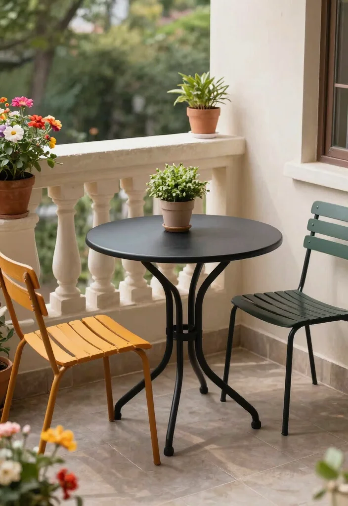 15 Black Patio Furniture Ideas That Don't Show Dirt and Pollen - 10. Black Lightweight Metal Tables 1