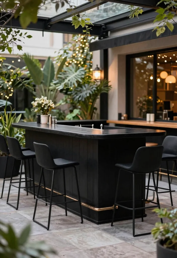 15 Black Patio Furniture Ideas That Don't Show Dirt and Pollen - 11. Minimalist Black Bar Stools 1