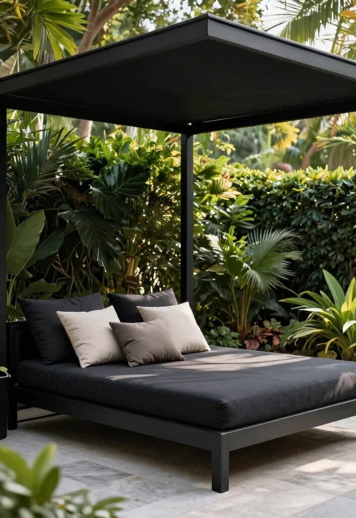15 Black Patio Furniture Ideas That Don't Show Dirt and Pollen - 14. Black Patio Daybeds 1