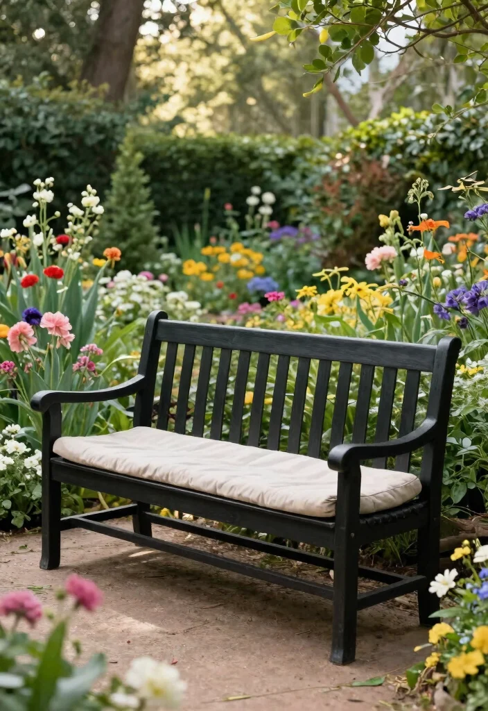15 Black Patio Furniture Ideas That Don't Show Dirt and Pollen - 6. Black Teak Garden Benches 1
