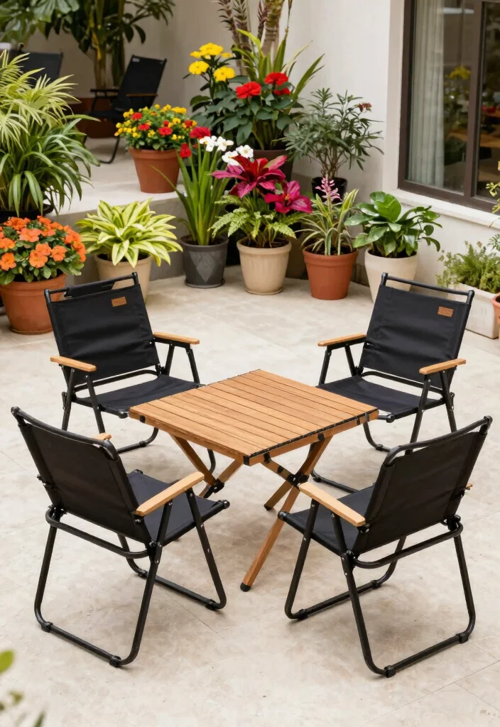 15 Black Patio Furniture Ideas That Don't Show Dirt and Pollen - 7. Durable Plastic Folding Chairs 1