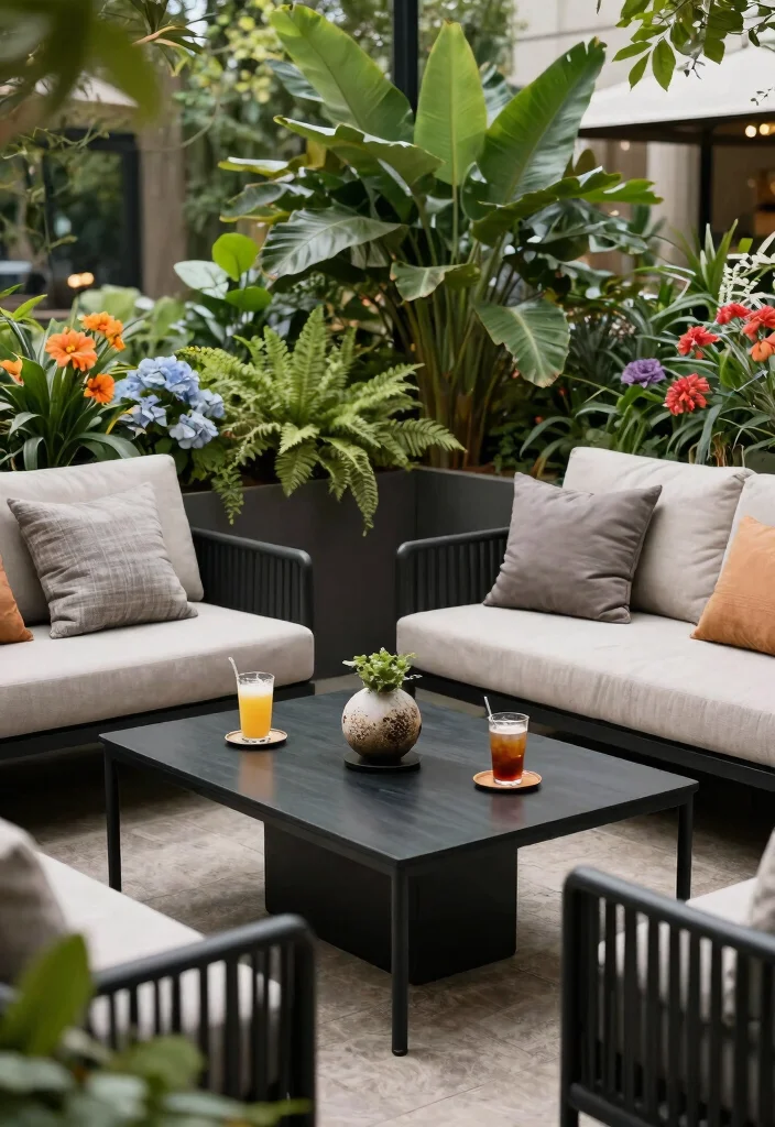 15 Black Patio Furniture Ideas That Don't Show Dirt and Pollen - 8. Black Outdoor Coffee Tables 1