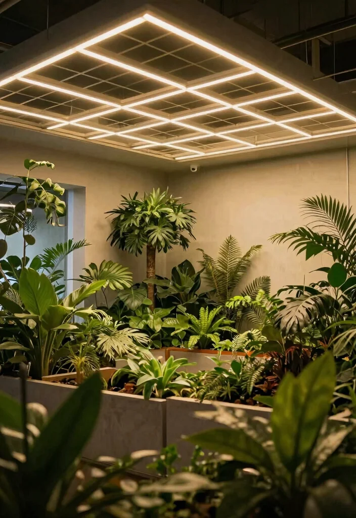 15 Ceiling Tile Makeover Ideas That Cover Water Stains Fast - 12. DIY Grid System with LED Lights 1