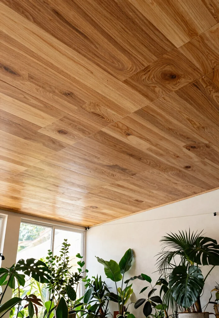 15 Ceiling Tile Makeover Ideas That Cover Water Stains Fast - 13. Painted Ceiling Tiles with Natural Patterns 1