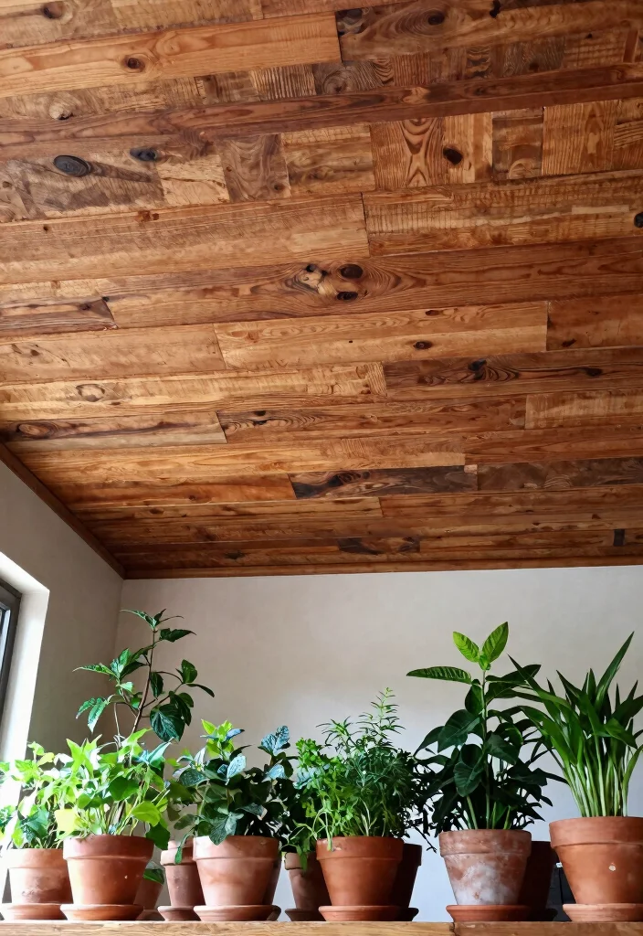 15 Ceiling Tile Makeover Ideas That Cover Water Stains Fast - 2. Reclaimed Wood Panels 1