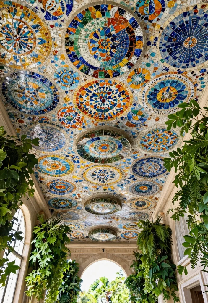 15 Ceiling Tile Makeover Ideas That Cover Water Stains Fast - 8. Mosaic Tile Design 1