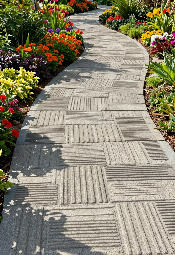 15 Cement Paver Walkway Ideas That Don't Shift or Sink Over Time - 11. Textured Cement Paver Walkway 1