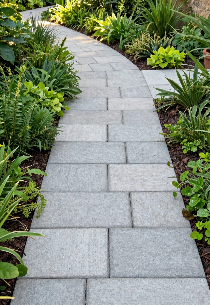 15 Cement Paver Walkway Ideas That Don't Shift or Sink Over Time - 14. Low-Maintenance Cement Paver Walkway 1