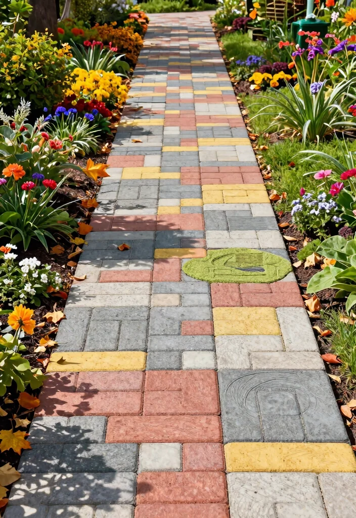 15 Cement Paver Walkway Ideas That Don't Shift or Sink Over Time - 15. Seasonal Cement Paver Walkway Designs 1