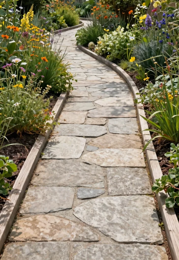 15 Cement Paver Walkway Ideas That Don't Shift or Sink Over Time - 4. Rustic Cement Paver Pathway 1