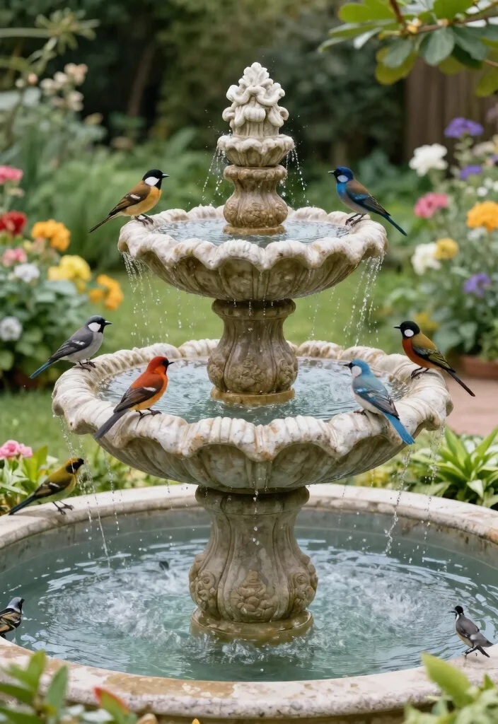 15 Fuente Para Patio Ideas Que No Necesitan Instalacion Complicada - 4. Stone Birdbath Fountain 1