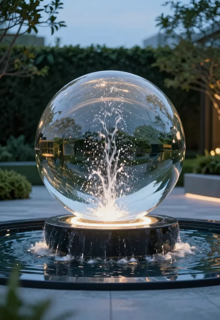 15 Fuente Para Patio Ideas Que No Necesitan Instalacion Complicada - 5. Glass Orb Fountain 1