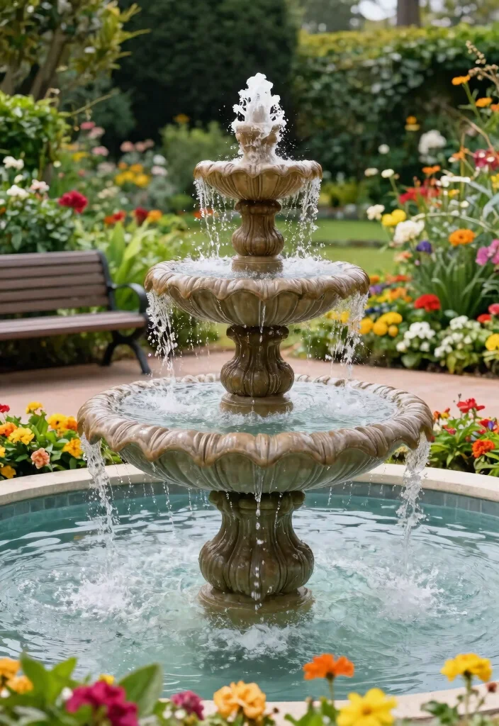 15 Fuente Para Patio Ideas Que No Necesitan Instalacion Complicada - 6. Tiered Fountain 1