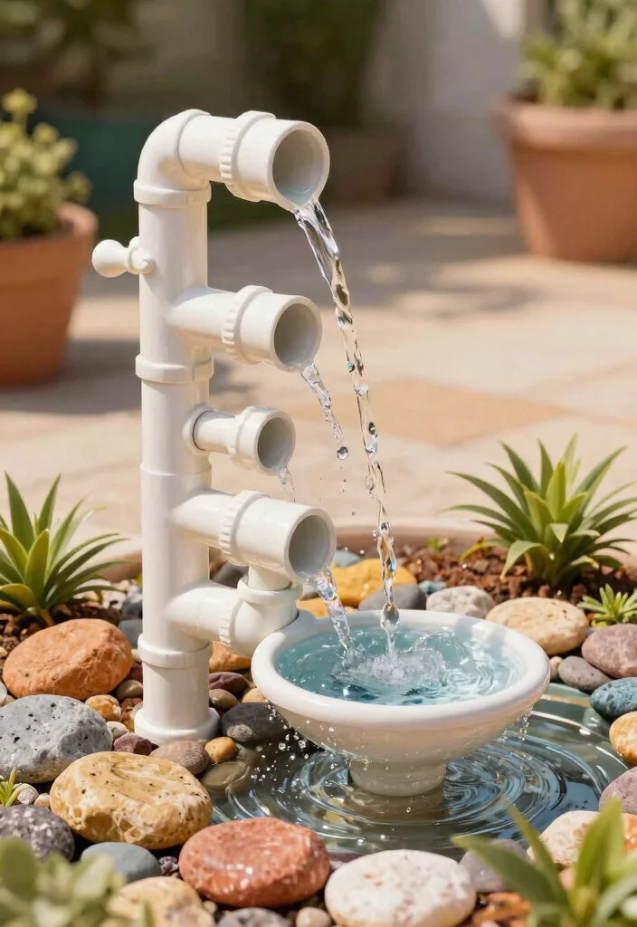 15 Fuente Para Patio Ideas Que No Necesitan Instalacion Complicada - 7. Simple PVC Fountain 1