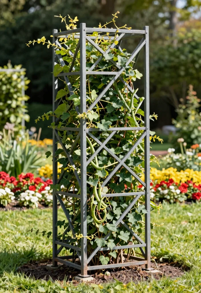 15 Garden Arch Trellis Ideas That Support Heavy Climbing Vines - 13. Geometric Trellis Design 1