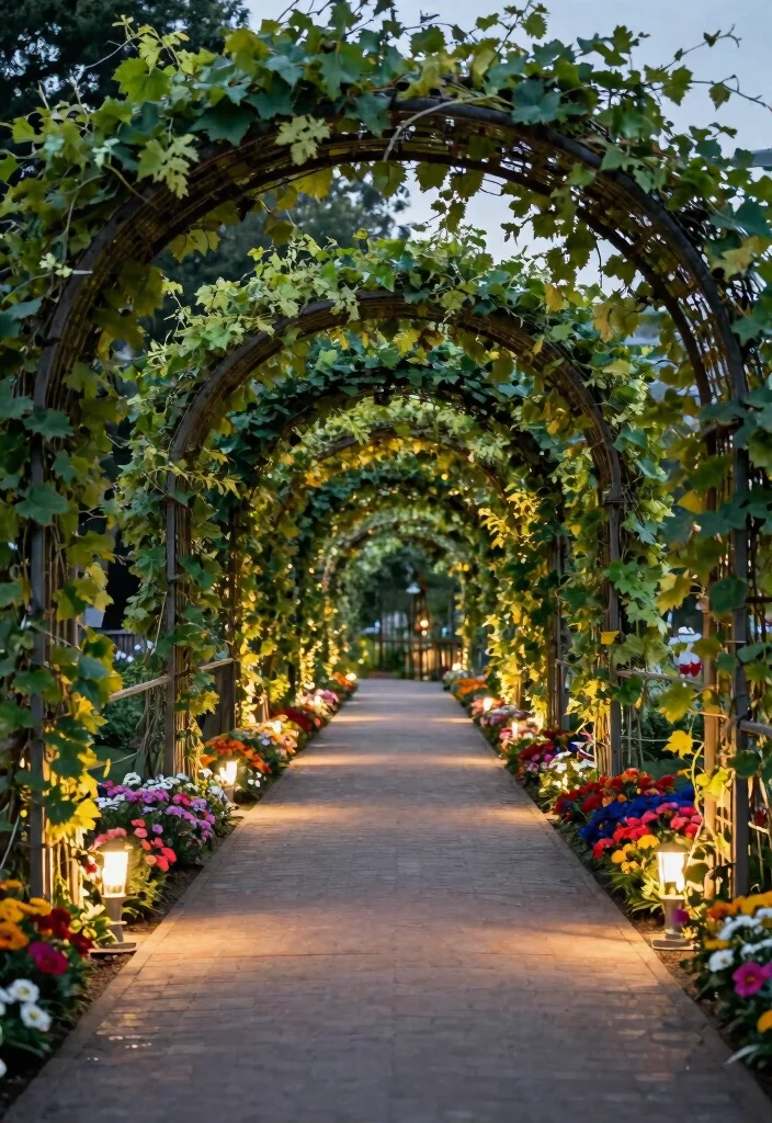 15 Garden Arch Trellis Ideas That Support Heavy Climbing Vines - 15. Trellis Pathway 1