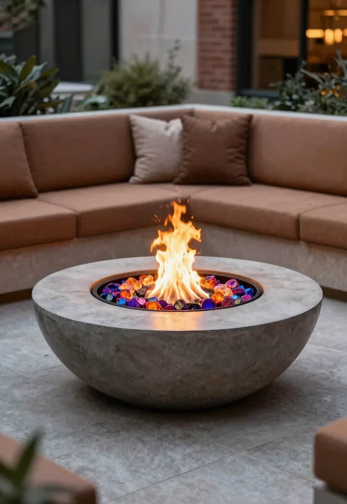 15 Modern Backyard Fire Pit Ideas for Small Spaces - 10. Concrete Fire Bowl 1