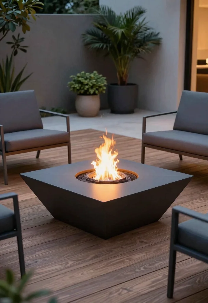 15 Modern Backyard Fire Pit Ideas for Small Spaces - 6. Geometric Fire Pit 1