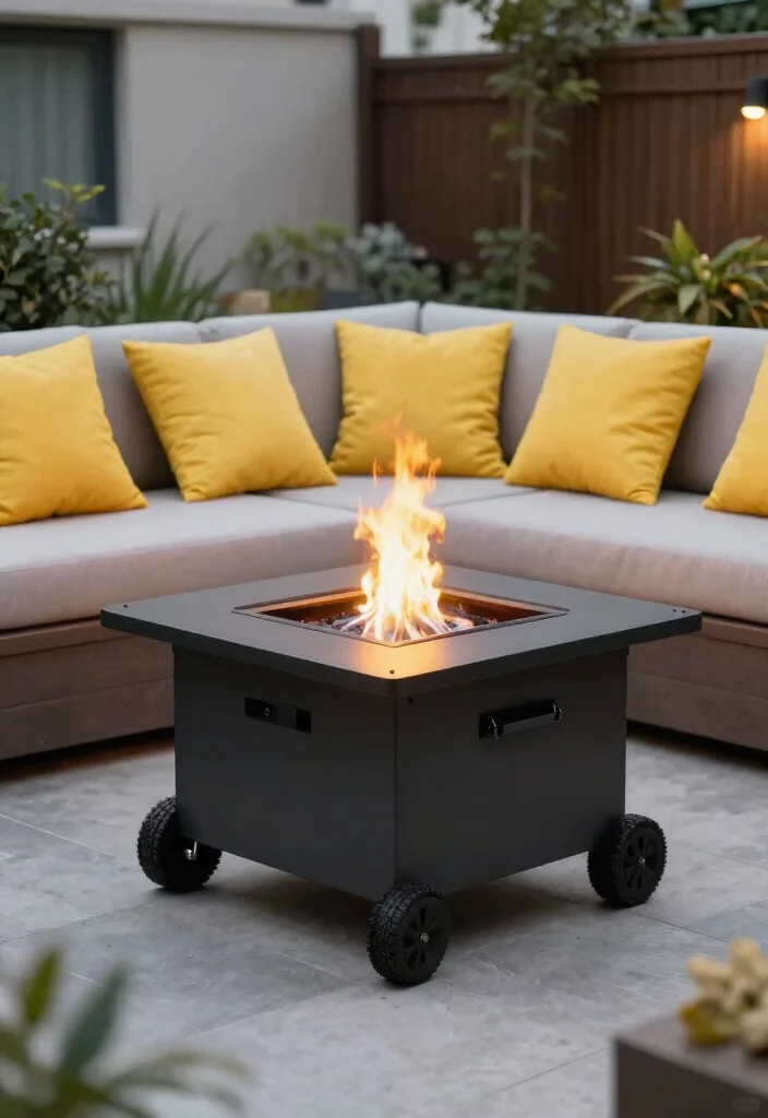 15 Modern Backyard Fire Pit Ideas for Small Spaces - 9. Fire Pit on Wheels 1