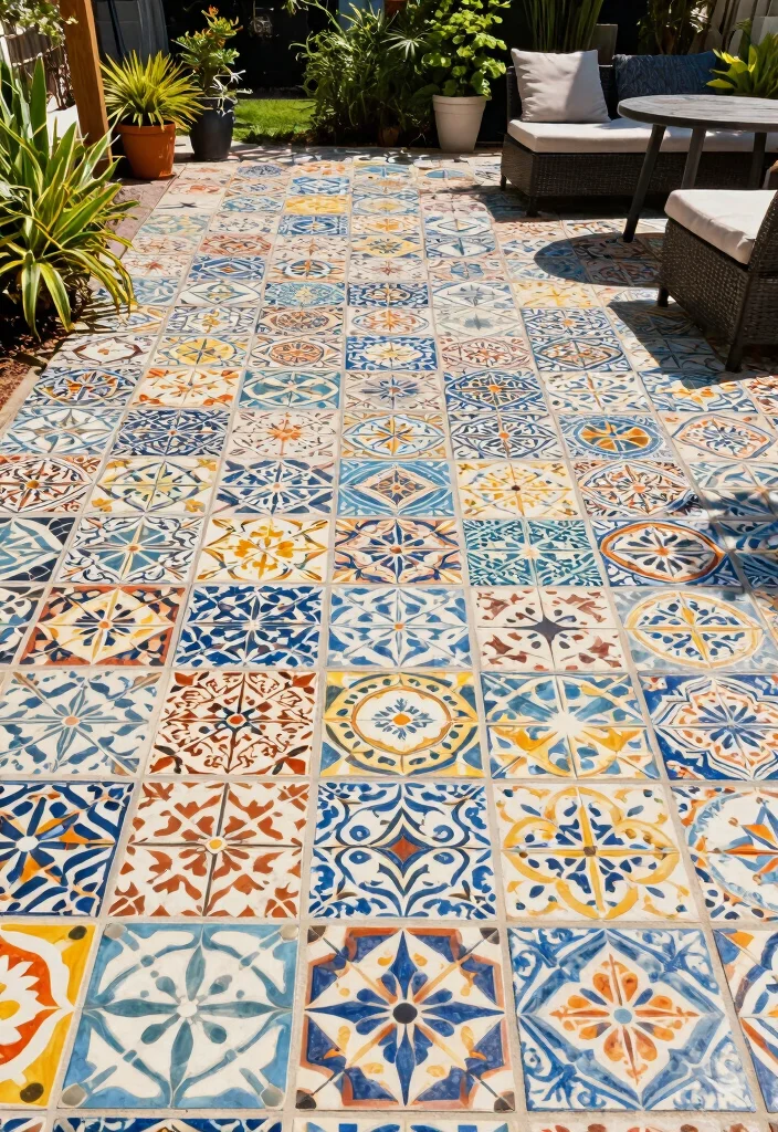 15 Outdoor Floor Tile Style Ideas That Hide Dirt and Stains - 11. Intricate Cement Tiles 1
