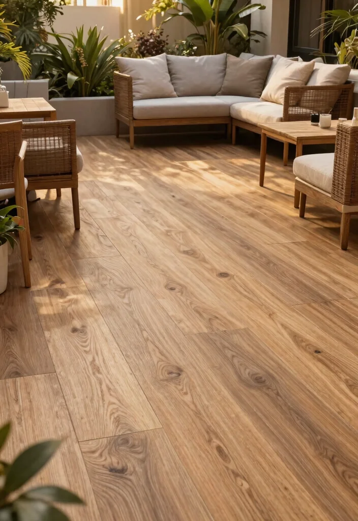 15 Outdoor Floor Tile Style Ideas That Hide Dirt and Stains - 8. Rustic Wood-Look Tiles 1