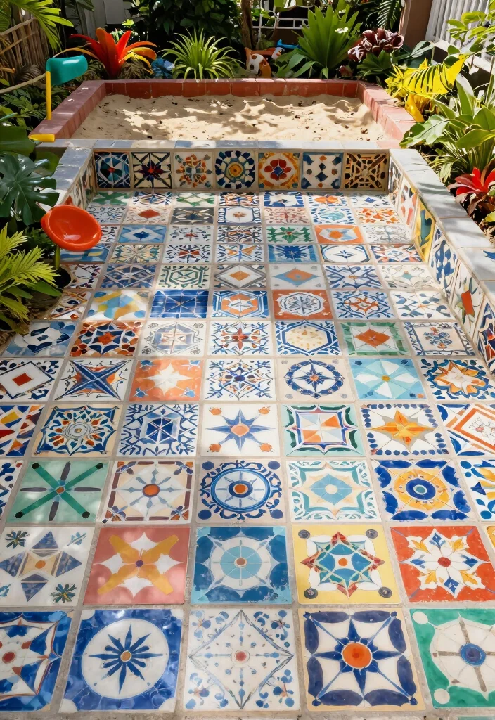 15 Outdoor Floor Tile Style Ideas That Hide Dirt and Stains - 9. Colorful Vinyl Tiles 1