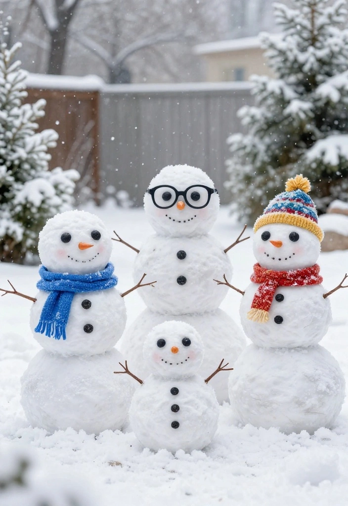 15 Outdoor Snowman Ideas That Survive Wind Without Tipping - 2. The Snowman Family 1