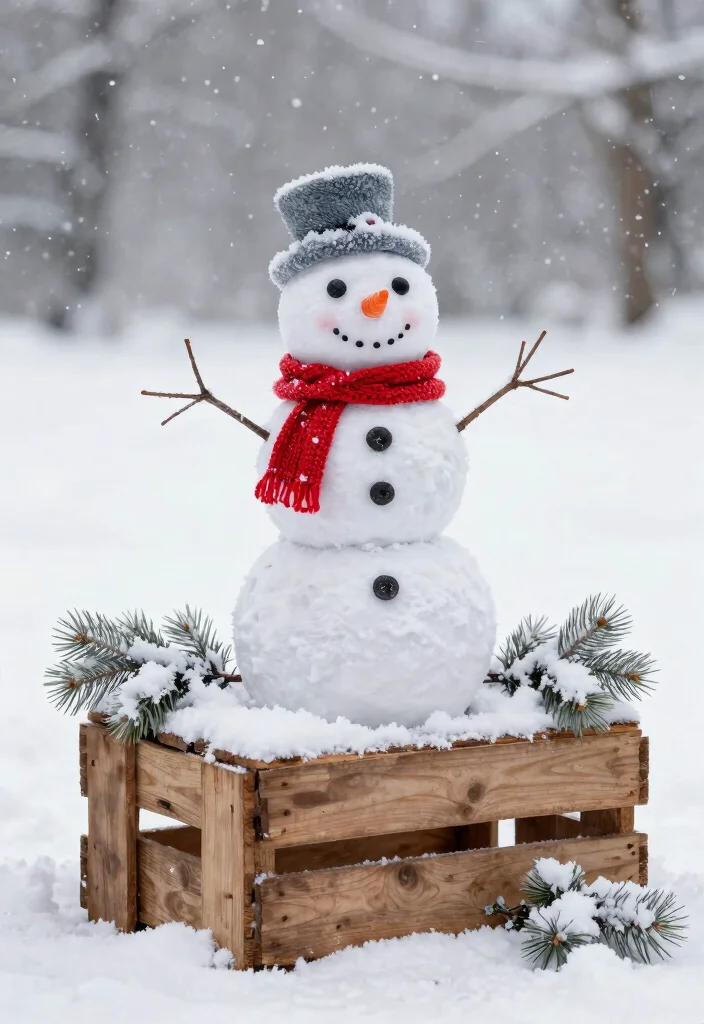 15 Outdoor Snowman Ideas That Survive Wind Without Tipping - 3. Snowman on a Base 1