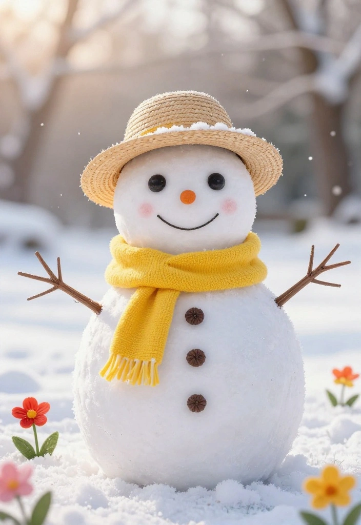 15 Outdoor Snowman Ideas That Survive Wind Without Tipping - 5. Snowman with a Garden Hat 1