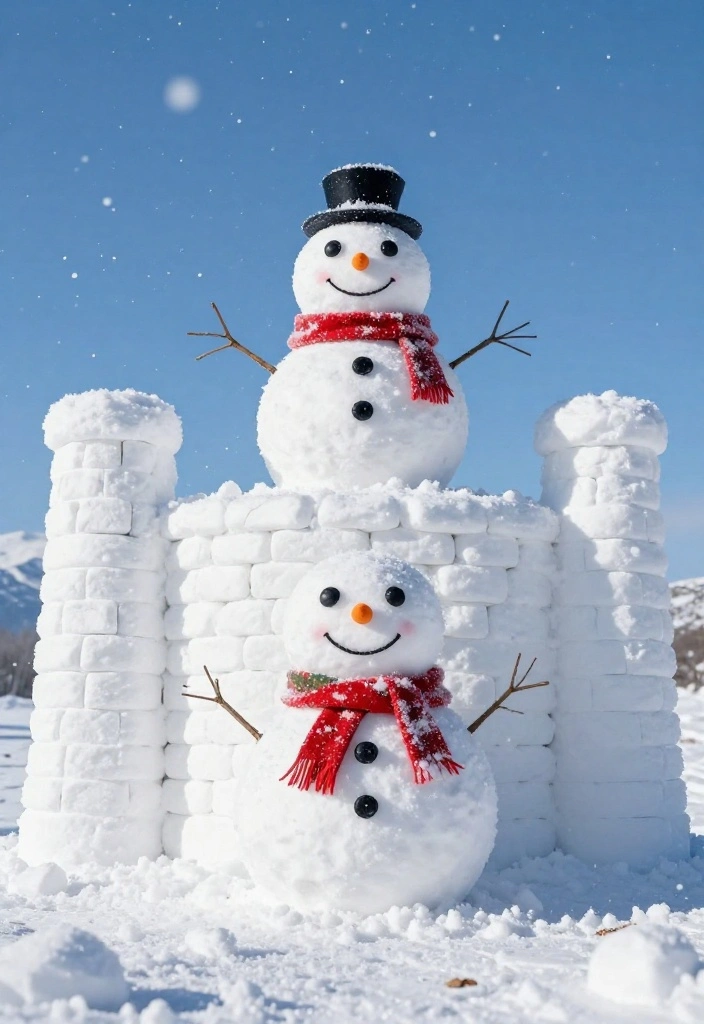 15 Outdoor Snowman Ideas That Survive Wind Without Tipping - 6. The Snowman Snow Fort 1