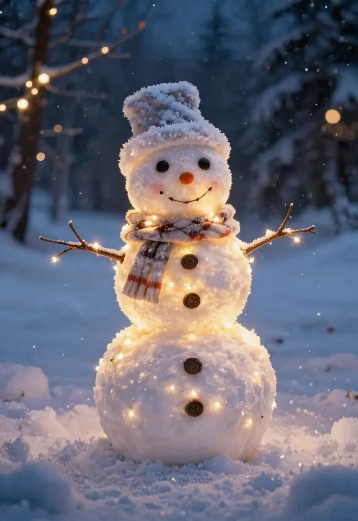 15 Outdoor Snowman Ideas That Survive Wind Without Tipping - 9. Snowman with LED Lights 1