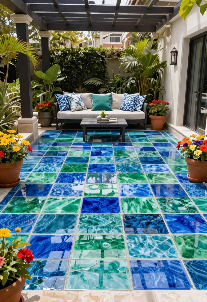 15 Outdoor Tiles Flooring Ideas That Don't Crack in Freeze-Thaw Cycles - 7. Glass Tiles 1