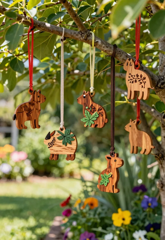 15 Outdoor Tree Decorations That Stay Put in Wind and Weather - 12. Handcrafted Wooden Ornaments 1